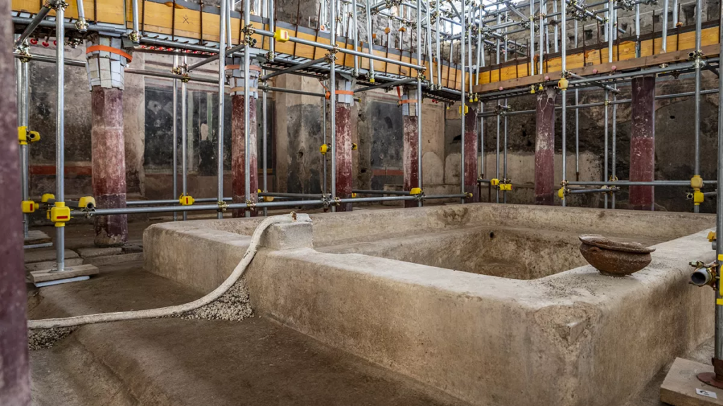 Lavish private bathhouse unearthed in Pompeii hailed as ‘once-in-a-century’ discovery