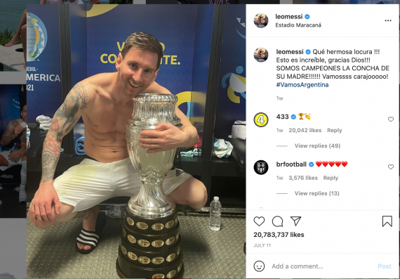 Lionel Messis Post Becomes The Most Liked Instagram Post By An Athlete 