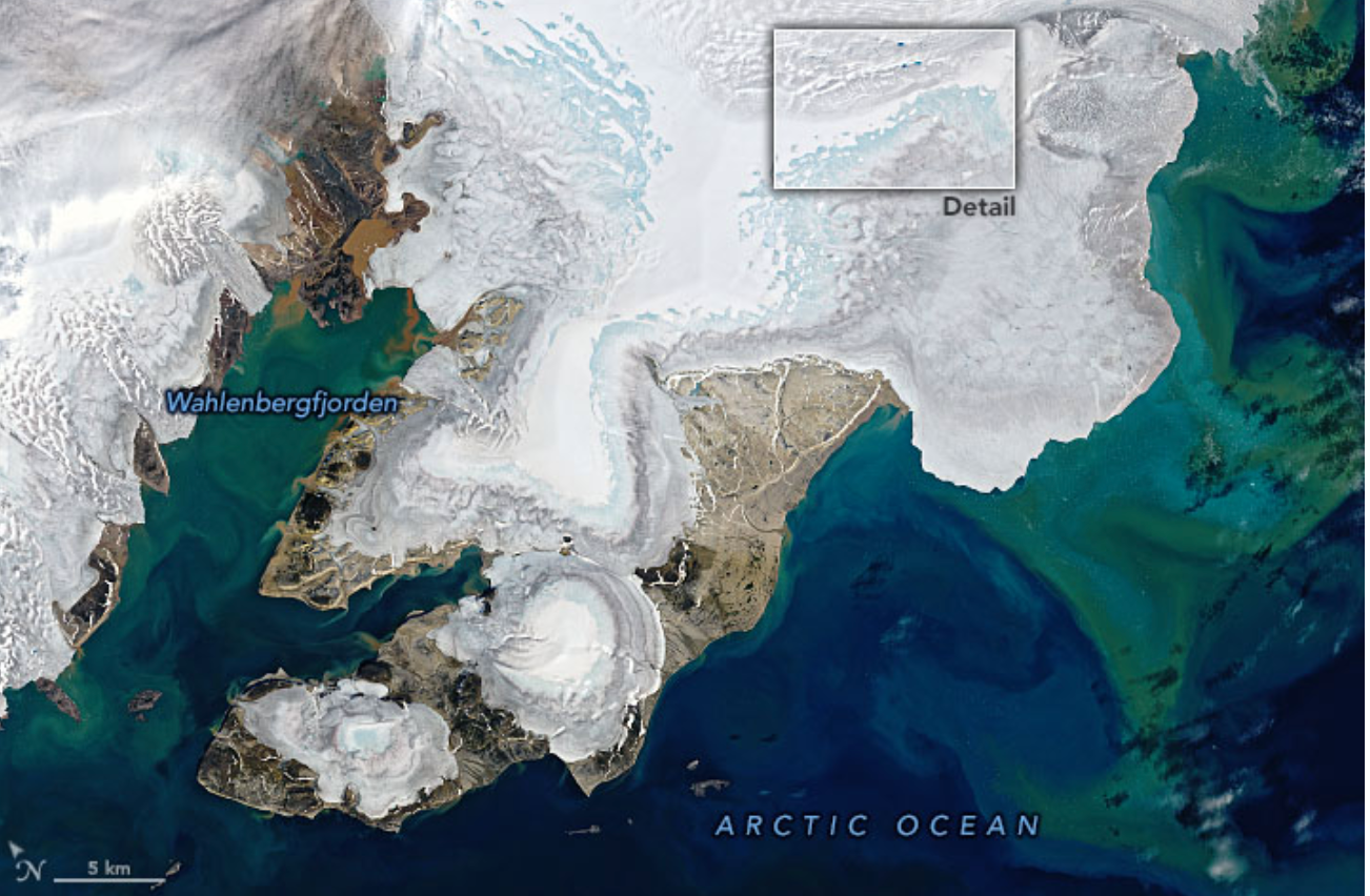 NASA releases unique images of unprecedented summer melting in the ice-covered archipelago of Svalbard, Norway