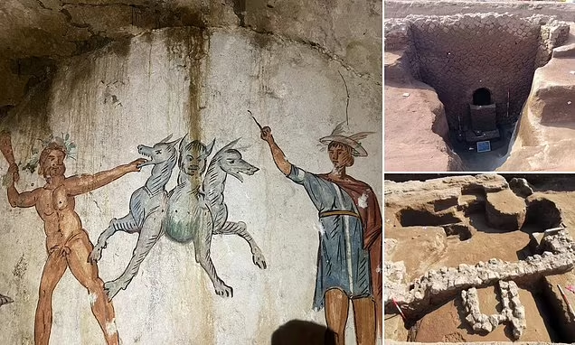 2,000-year-old tomb of 'Cerberus' with with fresco of three-headed dog discovered in Italy