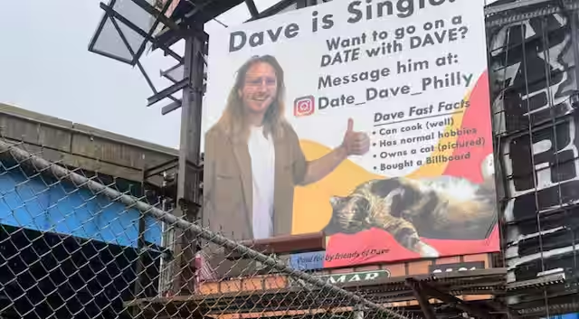 Pennsylvania: 'Single man' rents billboard for $1,000 to find a date