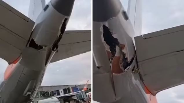 Watch: Shocking collision at São Paulo airport leaves Boeing plane with a gaping hole