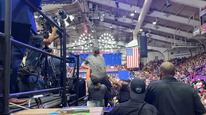 Watch: Security breach at Trump’s Pennsylvania rally: Man storms press gallery