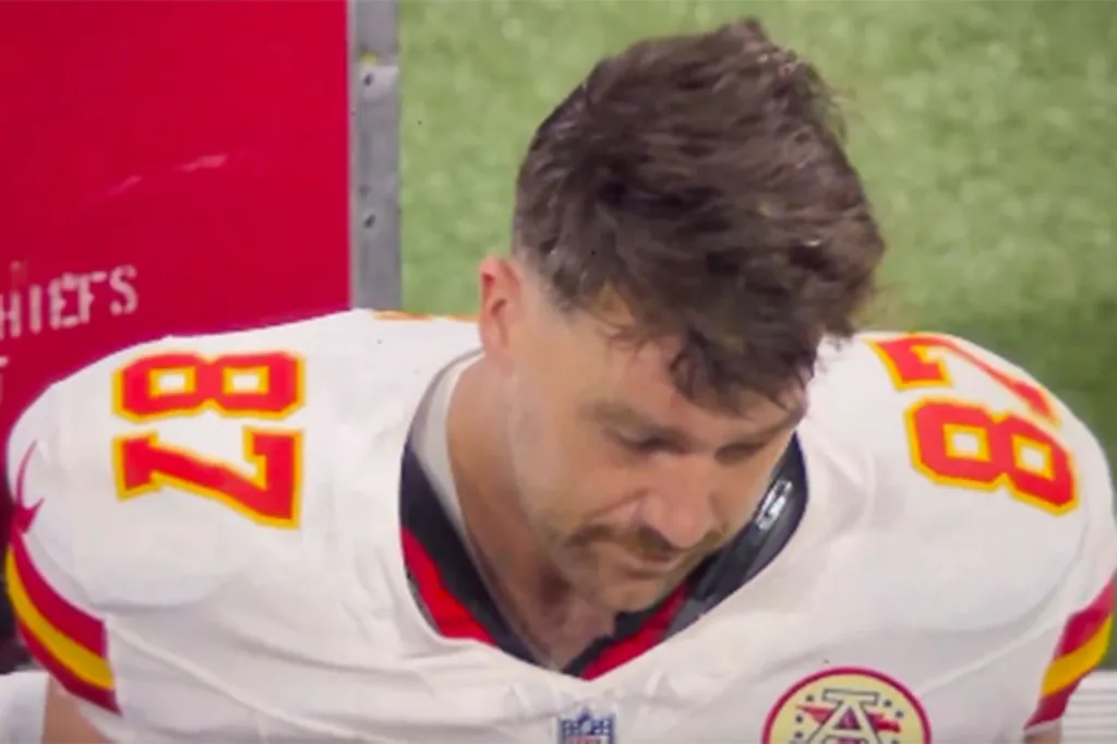 Watch: Travis Kelce looks miserable on Chiefs bench in a viral video 