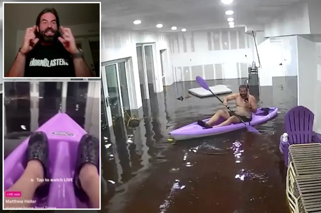 Watch: Florida man kayaks in living room as Hurricane Helene floods Tampa home