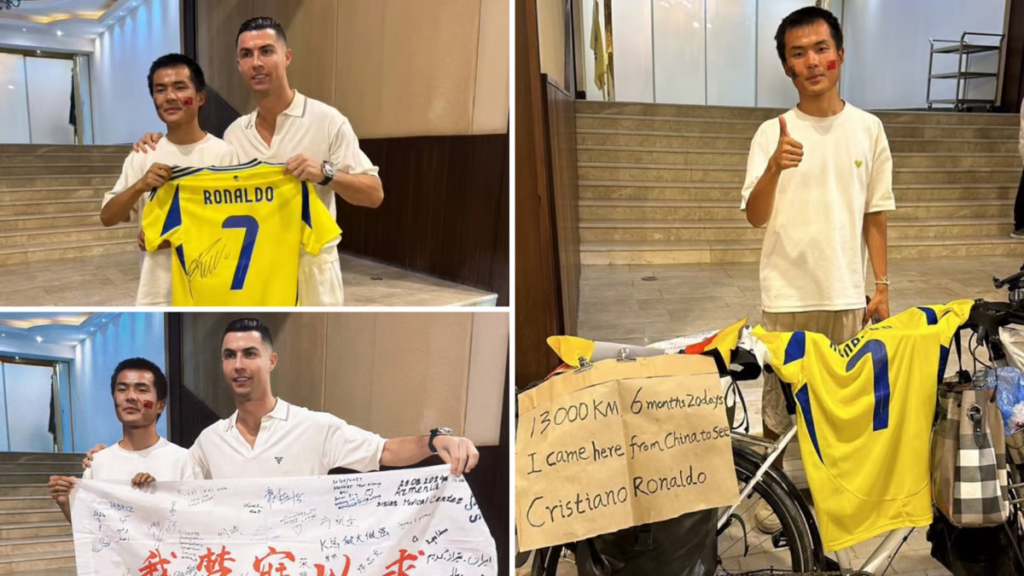 Cristiano Ronaldo’s superfan cycles 13,000 kilometers from China to Saudi Arabia to meet him