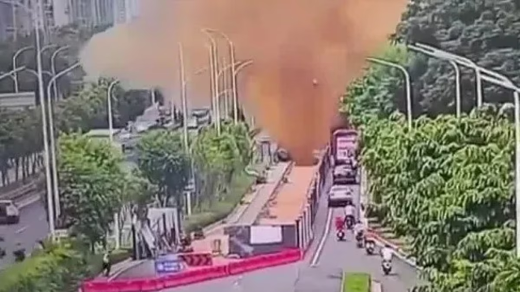 Watch: China pipe blast shoots poop 33 feet into air, drenches commuters