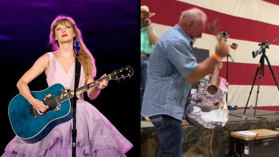 Texas man ferociously hammers guitar signed by Taylor Swift after paying $4,000 for it