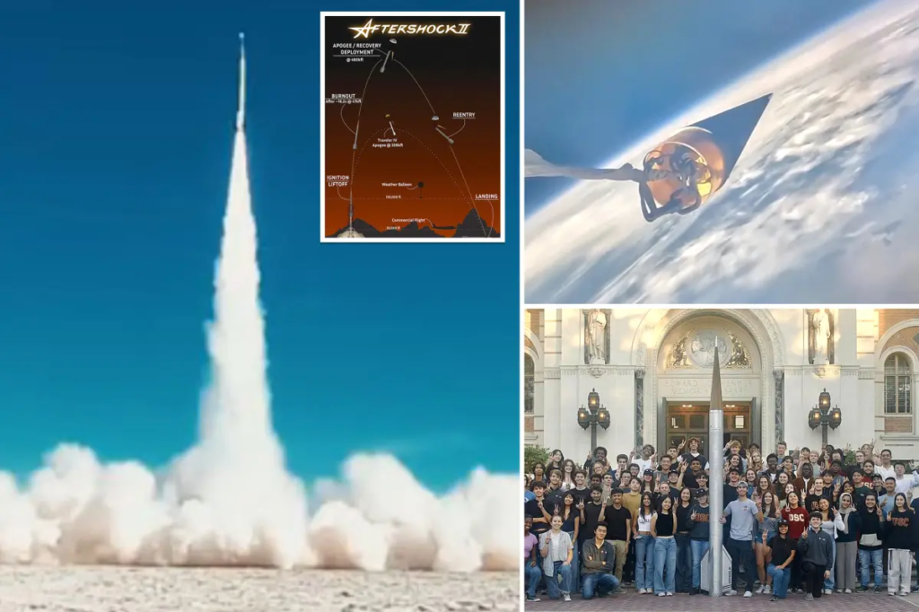 Nevada: College students set record for highest rocket launched by amateurs at at 89 miles above Earth