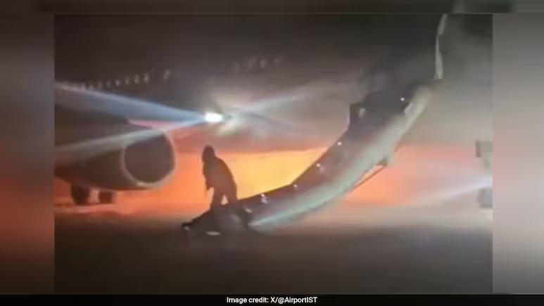 Watch: Passengers flee as plane catches fire during landing at Antalya Airport