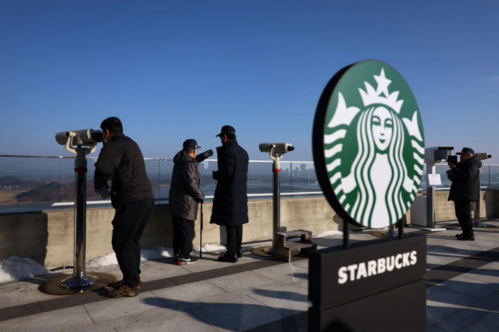 A brew with a view: Starbucks opens unique cafe overlooking North Korea | Watch