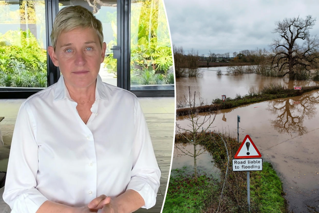 Ellen DeGeneres' new UK countryside home flooded amid Storm Bert