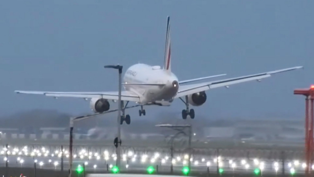 Watch: Plane wobbles dramatically during landing at Heathrow amid Storm Darragh