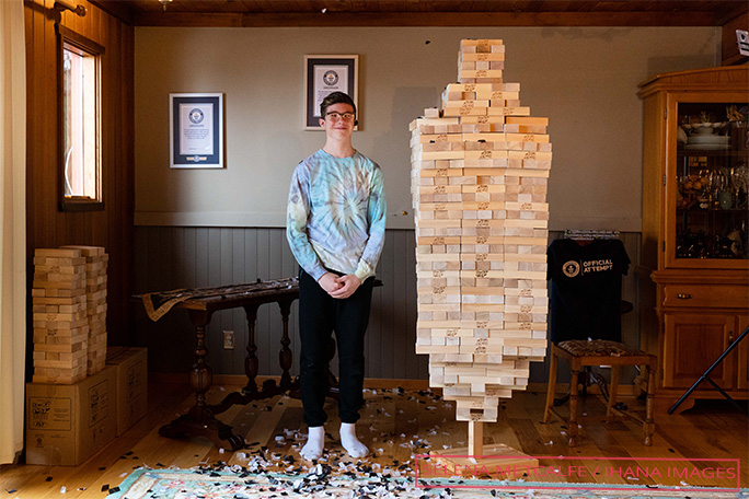 Watch: Canadian teen sets Guinness World Record by stacking 1,840 Jenga blocks on single block