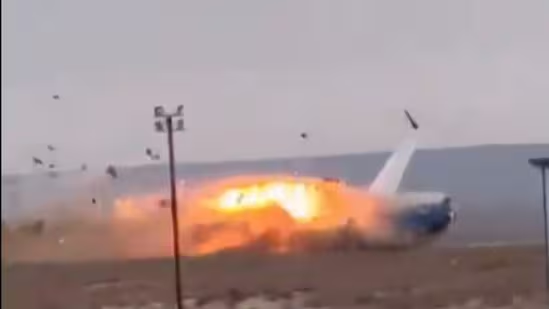 Watch: Chilling video shows Azerbaijan Airlines aircraft bursting into flames as it hit the ground