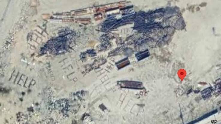 'Help' sign on Google maps near Los Angeles shipping yard sparks conspiracy theories