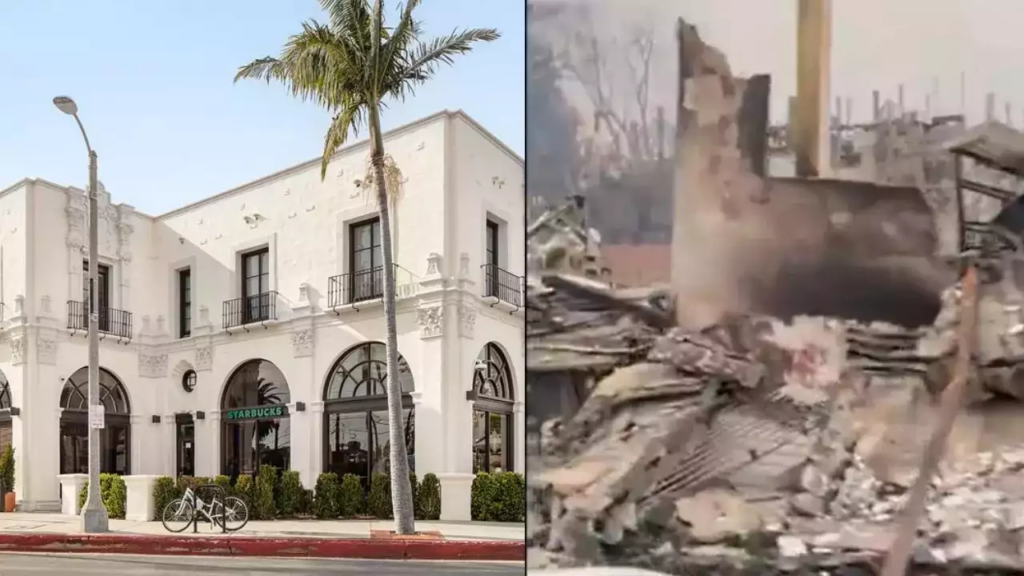 Watch: 100-year-old building housing Starbucks destroyed in California wildfires