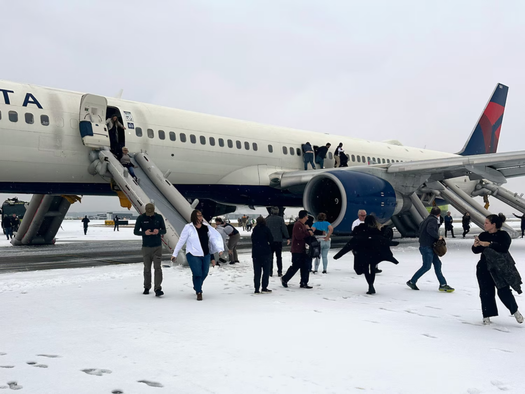 Watch: Over 200 passengers evacuate plane on slides after Delta flight aborts takeoff