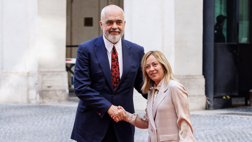 Albanian Prime Minister Edi Rama got down on one knee for Italy's PM Giorgia Meloni—here's why