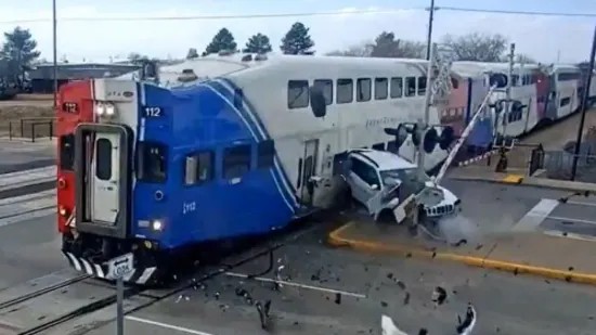 Watch: Utah driver jumps from SUV seconds before train smashes into it