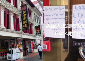 Chinese restaurant in Singapore removes ‘104% surcharge for Americans’ sign after online uproar